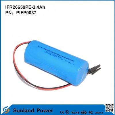 IFR26650PE-3.4Ah 3.2V LiFePO4 pin pin cho ánh sáng mặt trời đèn pin vòng đời 2000 lần