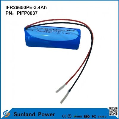 IFR26650PE-3.4Ah 3.2V LiFePO4 pin pin cho ánh sáng mặt trời đèn pin vòng đời 2000 lần