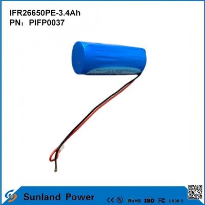 IFR26650PE-3.4Ah 3.2V LiFePO4 pin pin cho ánh sáng mặt trời đèn pin vòng đời 2000 lần