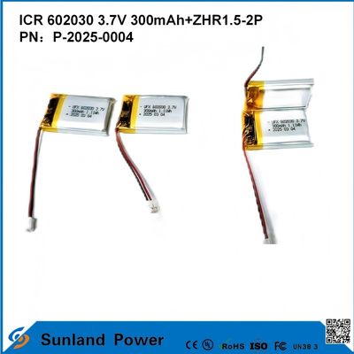 602030 3.7V 300mAh + ZHR1.5-2P Pin từ thiết kế siêu mỏng Tính tương thích linh hoạt cho nhiều thiết bị thông minh nhỏ Bluetooth tai nghe Thiết bị đeo và thiết bị y tế di động