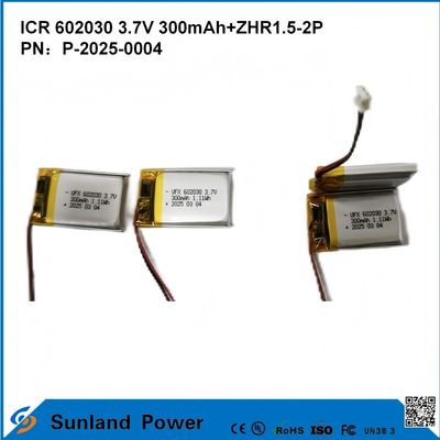 602030 3.7V 300mAh + ZHR1.5-2P Pin từ thiết kế siêu mỏng Tính tương thích linh hoạt cho nhiều thiết bị thông minh nhỏ Bluetooth tai nghe Thiết bị đeo và thiết bị y tế di động