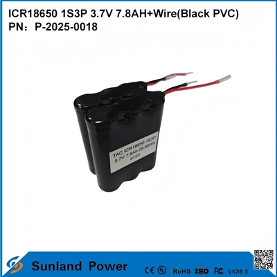 PIN 18650 1S3P 3.7V 7.8AH+DÂY (PVC ĐEN) PIN
