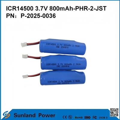 Pin ICR14500 3.7V 800mAh-PHR-2-Dây JST 10mm