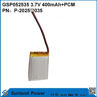 Pin GSP052535 3.7V 400mAh+PCM được sử dụng trong bộ đàm nhỏ gọn, máy ghi âm, thiết bị theo dõi GPS mini, bút cảm ứng thông minh và các thiết bị tương tự