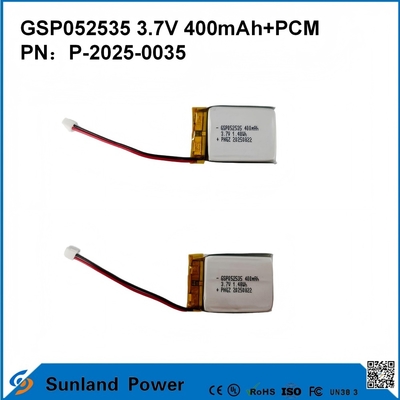 Pin GSP052535 3.7V 400mAh+PCM được sử dụng trong bộ đàm nhỏ gọn, máy ghi âm, thiết bị theo dõi GPS mini, bút cảm ứng thông minh và các thiết bị tương tự