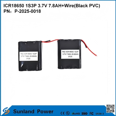 PIN 18650 1S3P 3.7V 7.8AH+DÂY (PVC ĐEN) PIN