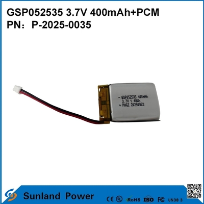 Pin GSP052535 3.7V 400mAh+PCM được sử dụng trong bộ đàm nhỏ gọn, máy ghi âm, thiết bị theo dõi GPS mini, bút cảm ứng thông minh và các thiết bị tương tự